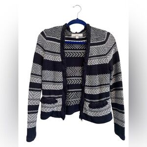 LOFT Navy blue and White Tweed Cardigan/Blazer XS